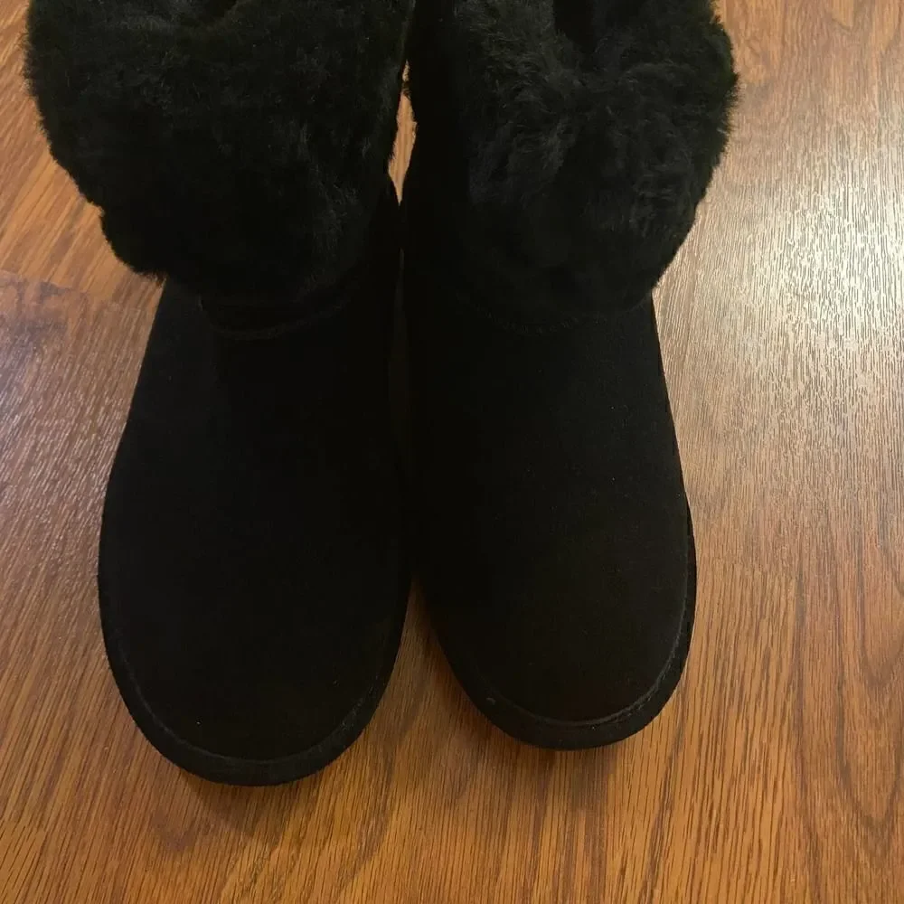 Bearpaw Abby Black Suede Boots Size 10